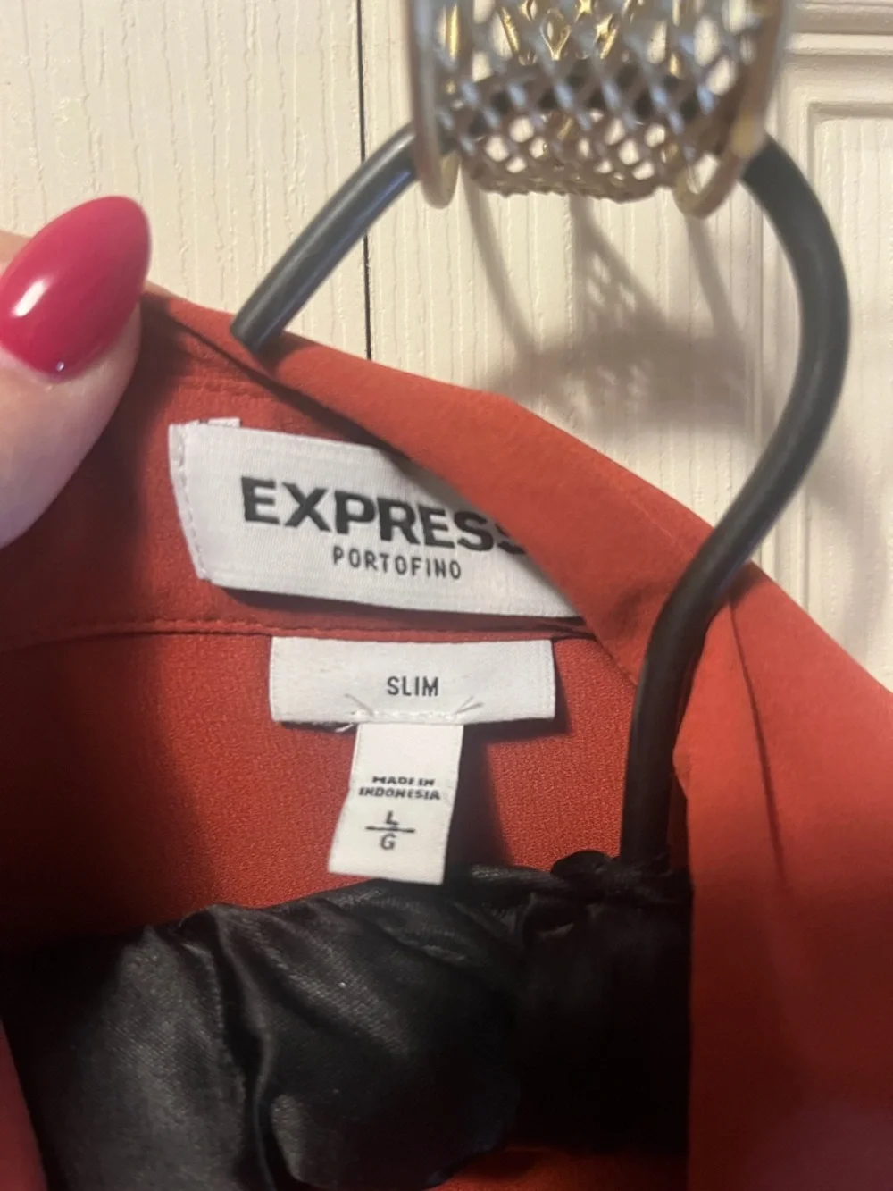 Express Rust-Red Button Front Blouse - Picture 2 of 6
